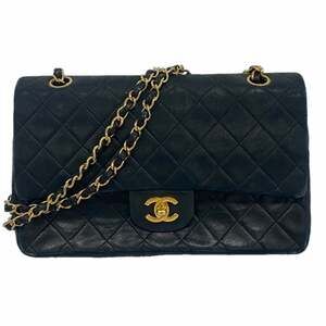 Chanel Matelasse Shoulder Bag with Double Flap and Chain, Lambskin, Black, Wo...